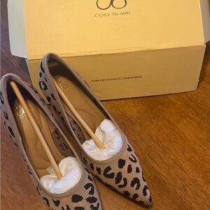 Taupe Leopard Print Pointed Toe Flats